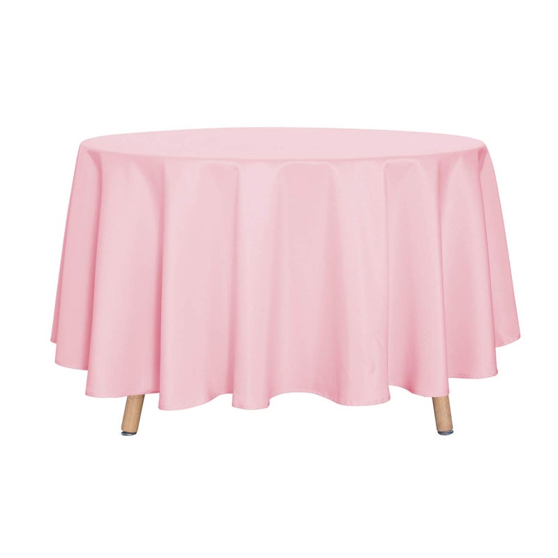 sancua Round Tablecloth - 90 Inch - Water Resistant Spill Proof Washable Polyester Table Cloth Decorative Fabric Table Cover for Dining Tables, Buffet Parties and Camping, Pink - Image 1